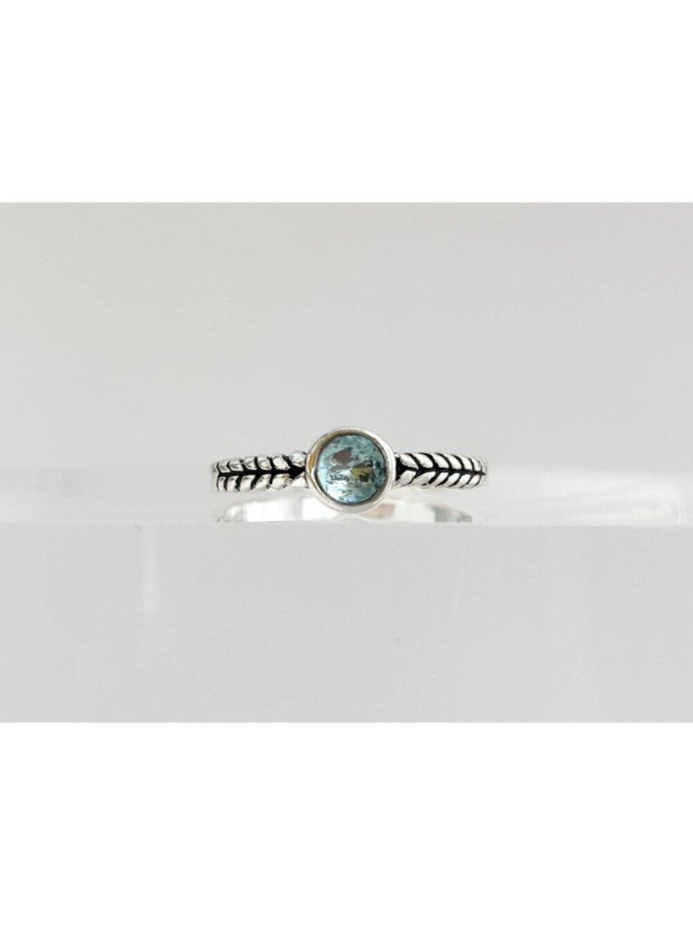 Aquamarine Gemstone Braided Solitaire Sterling Silver 925 Vintage Ring - sz 8.75 - Picture 3 of 14